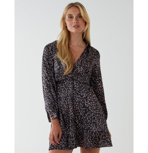 Wrap Bust Mini Shirt Dress