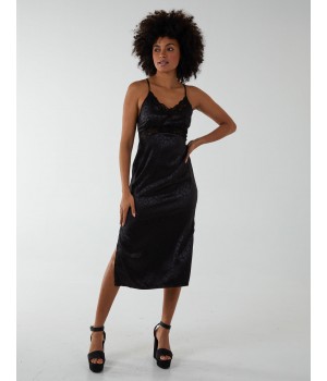 Jacquared Satin Slip Dress