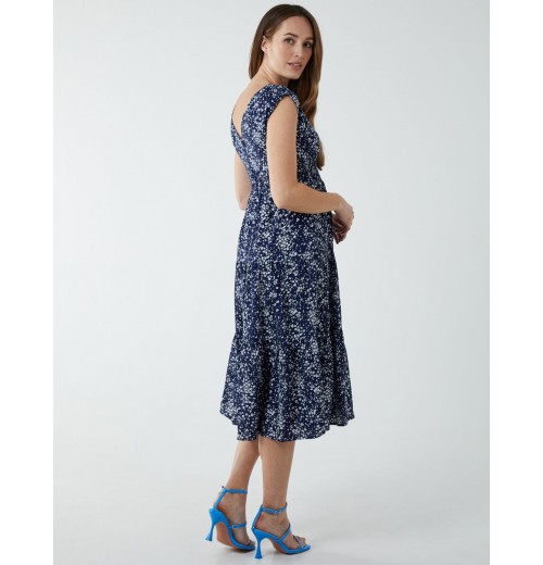 Drawstring Adjustable Tier Midi Dress