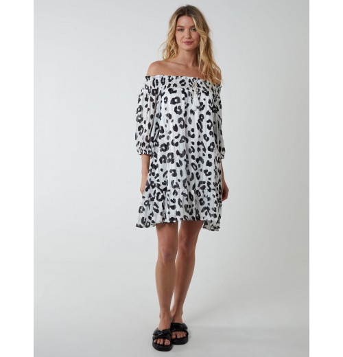 Sheared Neck Bardot Dress