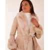 Faux Fur PU Coat With Belt