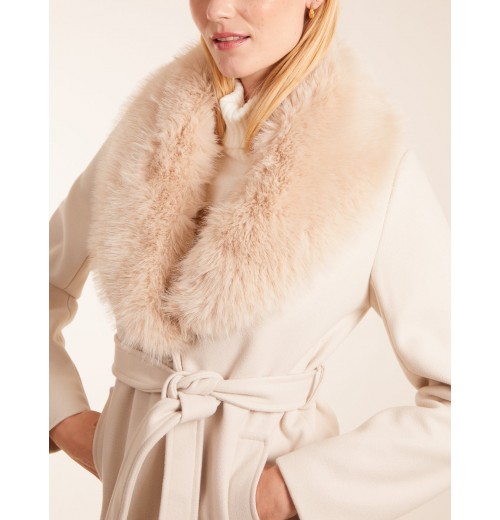 Faux Fur Collared Belted Coat