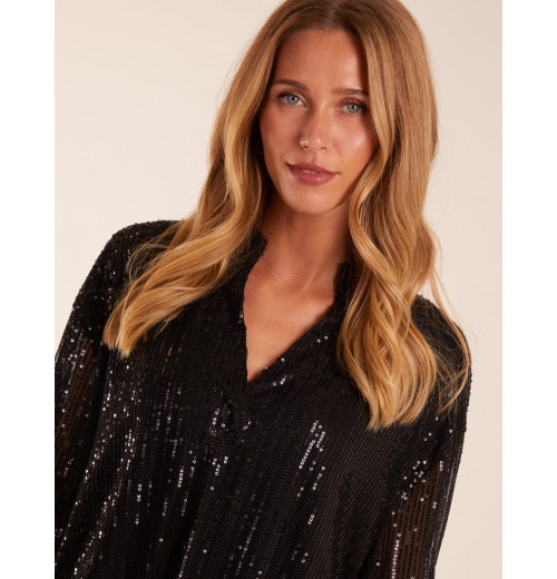 Grandad Collar Sequin Shirt