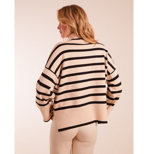 Wide Stripe Roll Neck Jumper