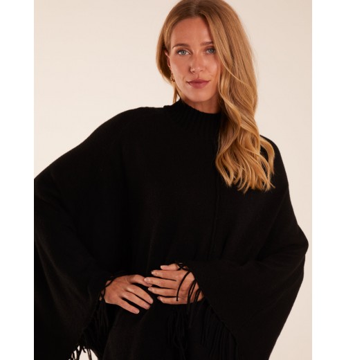 Tassel High Neck Poncho