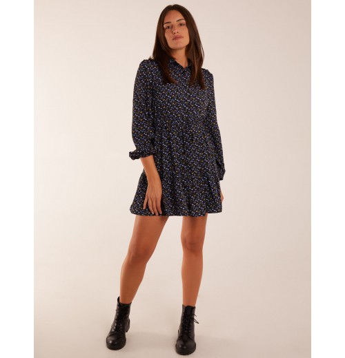 Ruched Shoulder Mini Shirt Dress