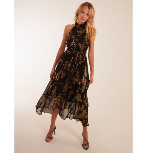 Foil Halterneck Maxi Dress