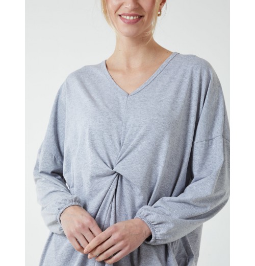 Twist Front Cotton Tunic With Side Pocket