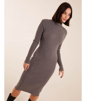 Ribbed Roll Neck Midi Dress