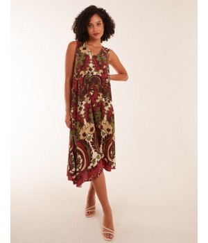 Paisley Sleeveless V Neck Dress