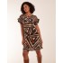 Aztec Printed Frill Sleeve Dress