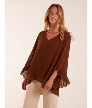 Frill Sleeve V Neck Blouse