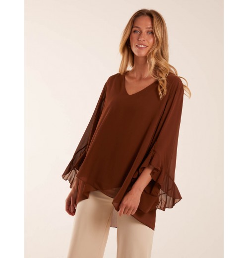 Frill Sleeve V Neck Blouse