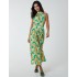 Halterneck Abstract Leaves Maxi Dress