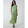 Halterneck Abstract Leaves Maxi Dress