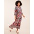 Tiered Notch V Neck Printed Maxi Dress